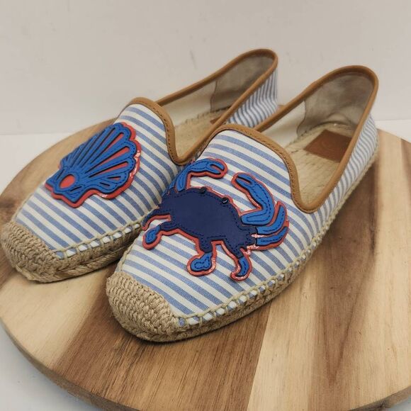 Tory Burch Striped Crab and Shell Espadrilles Women's Size 9.5 - Picture 6 of 10